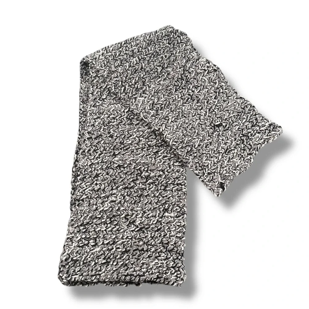 Chunky Handmade Knit Scarf Black White‎ Gray Speckled Cozy Winter Accessory 427